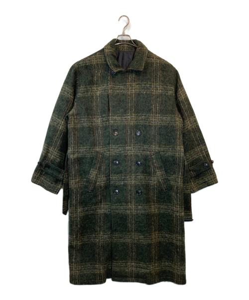 stussy（ステューシー）stussy (ステューシー) MOHAIR TRENCH COAT(モヘアトレンチコート） グリーン サイズ:Mの古着・服飾アイテム