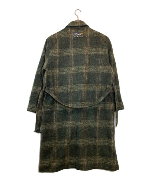 stussy（ステューシー）stussy (ステューシー) MOHAIR TRENCH COAT(モヘアトレンチコート） グリーン サイズ:Mの古着・服飾アイテム