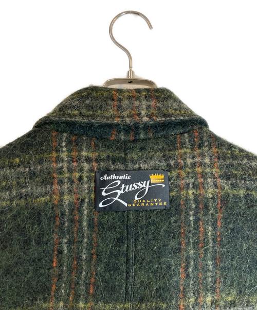 stussy（ステューシー）stussy (ステューシー) MOHAIR TRENCH COAT(モヘアトレンチコート） グリーン サイズ:Mの古着・服飾アイテム