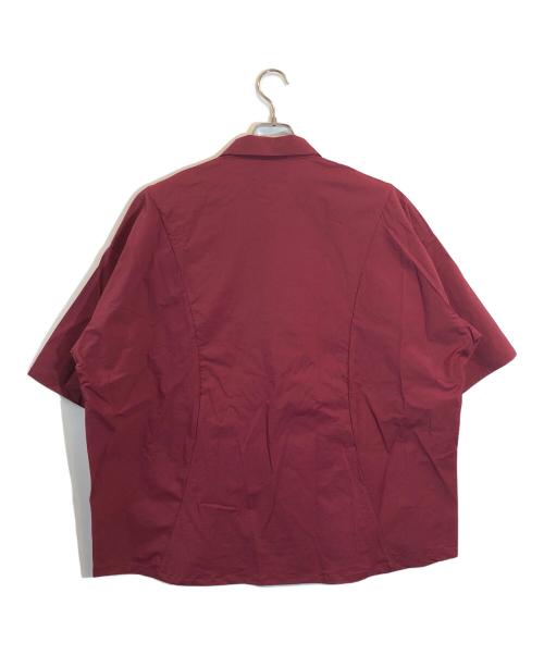 TIGHTBOOTH PRODUCTION（タイトブースプロダクション）TIGHTBOOTH PRODUCTION (タイトブースプロダクション) PINSTRIPE HALF-ZIP SHIRT ボルドー サイズ:Lの古着・服飾アイテム