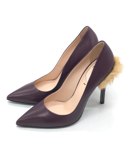 FENDI（フェンディ）FENDI (フェンディ) ピンヒールファーパンプス パープル サイズ:SIZE 36の古着・服飾アイテム