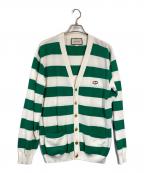 GUCCIグッチ）の古着「Striped cotton V-neck cardigan」｜グリーン