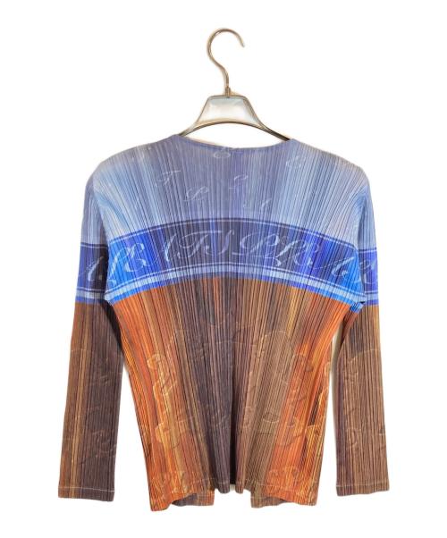 PLEATS PLEASE（プリーツプリーズ）PLEATS PLEASE (プリーツプリーズ) プリーツカーディガン ブルー×ブラウン サイズ:SIZE 3の古着・服飾アイテム