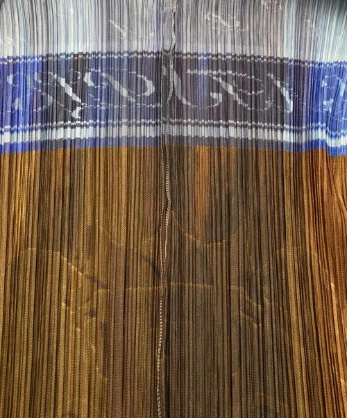 PLEATS PLEASE（プリーツプリーズ）PLEATS PLEASE (プリーツプリーズ) プリーツカーディガン ブルー×ブラウン サイズ:SIZE 3の古着・服飾アイテム