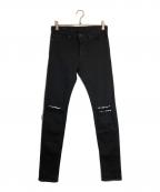 MINEDENIMマインデニム）の古着「Lettered S. Slim STR 5pocket OWS」｜ブラック