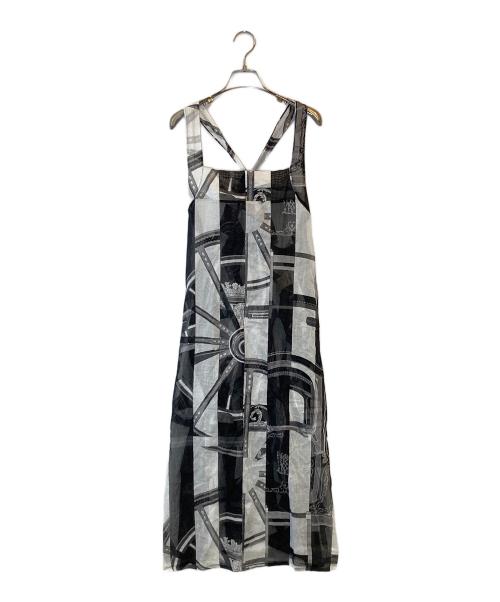 HERMES（エルメス）HERMES (エルメス) コットン ノースリーブワンピース ブラック×ホワイト サイズ:40の古着・服飾アイテム