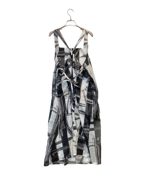 HERMES（エルメス）HERMES (エルメス) コットン ノースリーブワンピース ブラック×ホワイト サイズ:40の古着・服飾アイテム