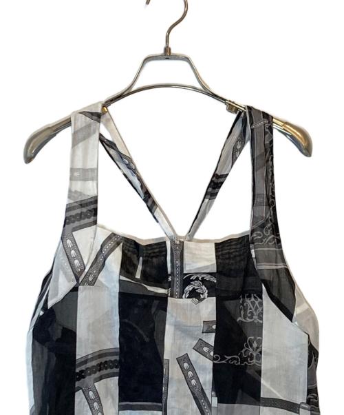 HERMES（エルメス）HERMES (エルメス) コットン ノースリーブワンピース ブラック×ホワイト サイズ:40の古着・服飾アイテム