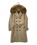 Burberry'sバーバリー）の古着「ファー付裏ノバチェックコート」｜ベージュ