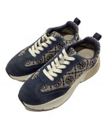 TORY BURCH（トリーバーチ）の古着「グッドラックトレーナーモノグラム」｜ベージュ×ネイビー