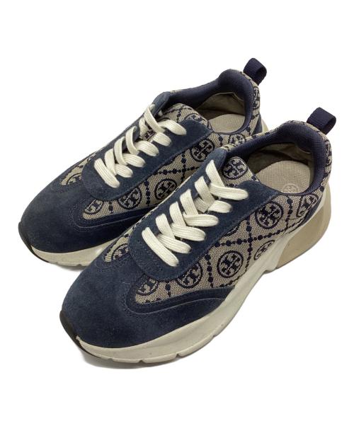 TORY BURCH（トリーバーチ）TORY BURCH (トリーバーチ) グッドラックトレーナーモノグラム ベージュ×ネイビー サイズ:SIZE 7Mの古着・服飾アイテム