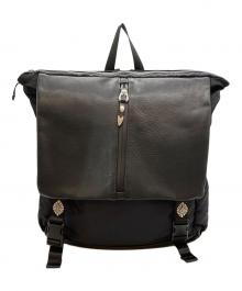 ear PAPILLONNER×BURLAP OUTFITTER（イアパピヨネ×バーラップアウトフィッター）の古着「メタルパーツジップリュック」｜ブラック