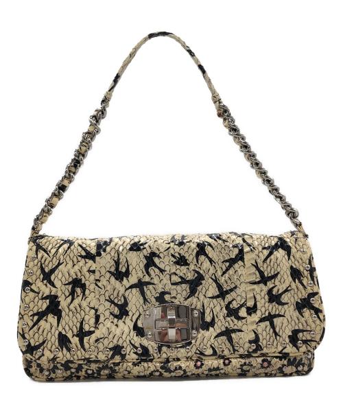 MIU MIU（ミュウミュウ）MIU MIU (ミュウミュウ) パイソンチェーンショルダーバッグ ベージュ サイズ:下記参照の古着・服飾アイテム