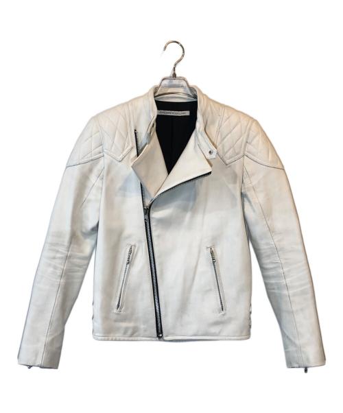 JOHN LAWRENCE SULLIVAN（ジョン ローレンス サリバン）JOHN LAWRENCE SULLIVAN (ジョン ローレンス サリバン) ホーススキンシングルライダースジャケット ホワイト サイズ:38の古着・服飾アイテム