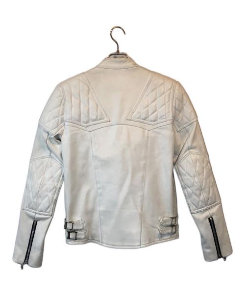 JOHN LAWRENCE SULLIVAN（ジョン ローレンス サリバン）JOHN LAWRENCE SULLIVAN (ジョン ローレンス サリバン) ホーススキンシングルライダースジャケット ホワイト サイズ:38の古着・服飾アイテム