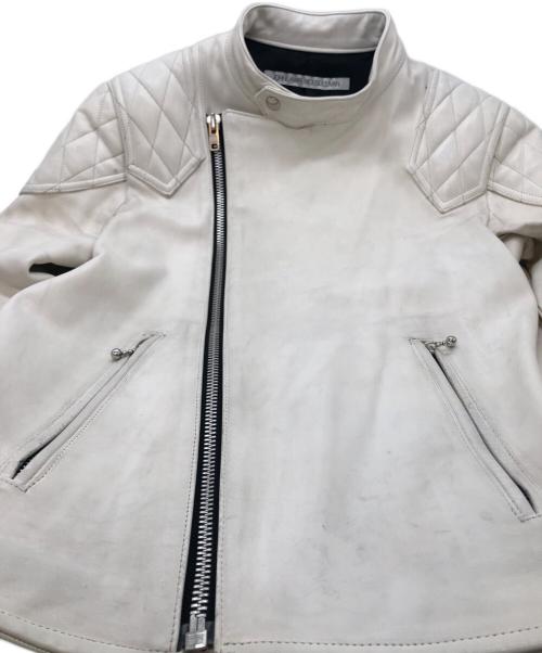 JOHN LAWRENCE SULLIVAN（ジョン ローレンス サリバン）JOHN LAWRENCE SULLIVAN (ジョン ローレンス サリバン) ホーススキンシングルライダースジャケット ホワイト サイズ:38の古着・服飾アイテム