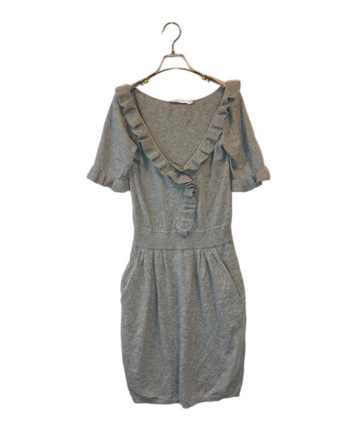 Christian Dior（クリスチャン ディオール）Christian Dior (クリスチャン ディオール) カシミア混フリルニットワンピース グレー サイズ:IT 44の古着・服飾アイテム