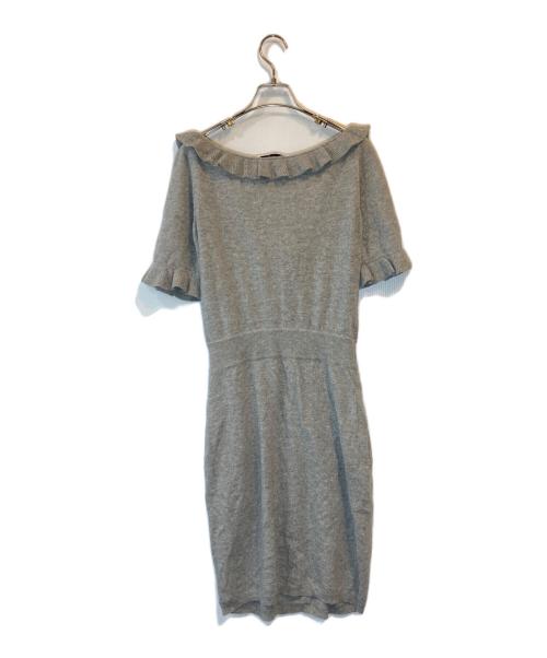 Christian Dior（クリスチャン ディオール）Christian Dior (クリスチャン ディオール) カシミア混フリルニットワンピース グレー サイズ:IT 44の古着・服飾アイテム