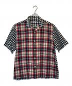 COMME des GARCONS HOMMEコムデギャルソン オム）の古着「panel switching open collar shirt」｜ブラック×レッド