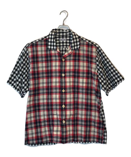 COMME des GARCONS HOMME（コムデギャルソン オム）COMME des GARCONS HOMME (コムデギャルソン オム) panel switching open collar shirt ブラック×レッド サイズ:下記参照の古着・服飾アイテム