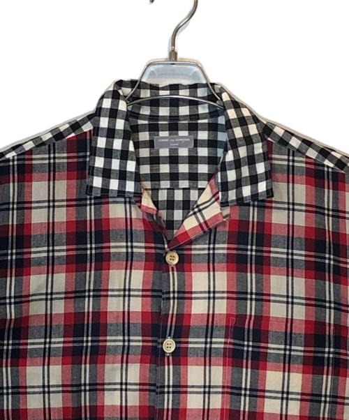COMME des GARCONS HOMME（コムデギャルソン オム）COMME des GARCONS HOMME (コムデギャルソン オム) panel switching open collar shirt ブラック×レッド サイズ:下記参照の古着・服飾アイテム