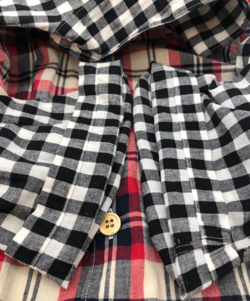 COMME des GARCONS HOMME（コムデギャルソン オム）COMME des GARCONS HOMME (コムデギャルソン オム) panel switching open collar shirt ブラック×レッド サイズ:下記参照の古着・服飾アイテム