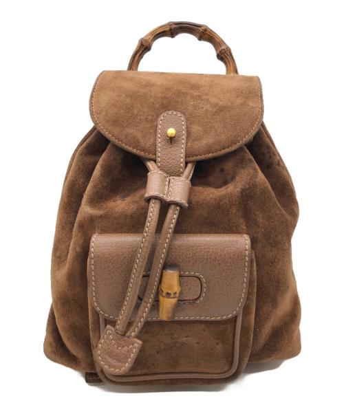 GUCCI（グッチ）GUCCI (グッチ) バンブースウェードリュック ブラウンの古着・服飾アイテム