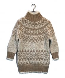 DRAWER（ドゥロワー）の古着「ノルティック柄ハイネックプルオーバーニット」｜ベージュ
