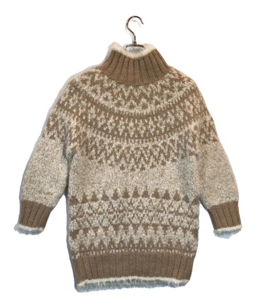 DRAWER（ドゥロワー）Drawer (ドゥロワー) ノルティック柄ハイネックプルオーバーニット ベージュ サイズ:下記参照の古着・服飾アイテム