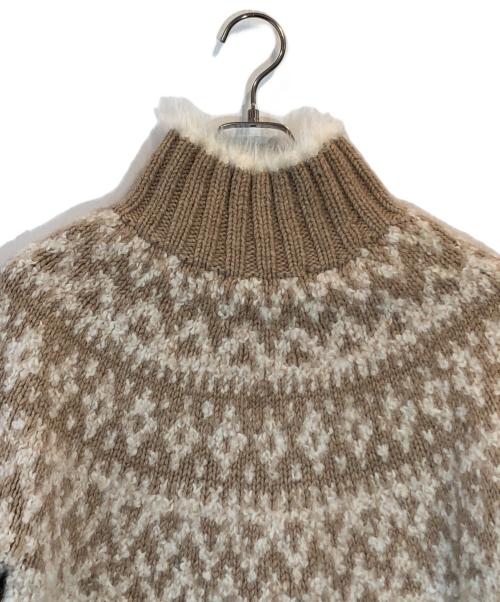 DRAWER（ドゥロワー）Drawer (ドゥロワー) ノルティック柄ハイネックプルオーバーニット ベージュ サイズ:下記参照の古着・服飾アイテム