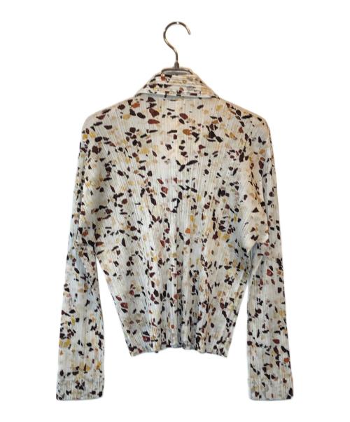 PLEATS PLEASE（プリーツプリーズ）PLEATS PLEASE (プリーツプリーズ) 総柄ジップアップジャケット ベージュ サイズ:SIZE 4の古着・服飾アイテム
