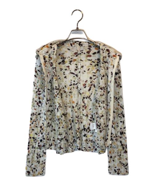 PLEATS PLEASE（プリーツプリーズ）PLEATS PLEASE (プリーツプリーズ) 総柄ジップアップジャケット ベージュ サイズ:SIZE 4の古着・服飾アイテム