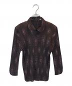 PLEATS PLEASEプリーツプリーズ）の古着「フラワーステッチプリーツシャツ」｜ブラウン