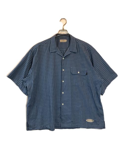 SEDAN ALL-PURPOSE（セダンオールパーパス）SEDAN ALL-PURPOSE (セダンオールパーパス) ドビーチェックオープンカラーショートシャツ ブルー サイズ:SIZE XLの古着・服飾アイテム