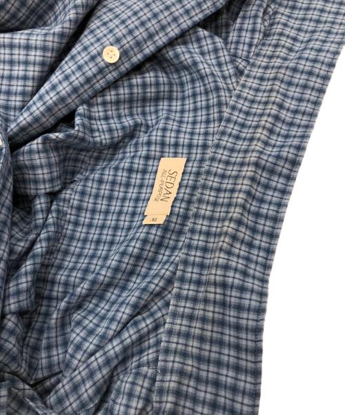 SEDAN ALL-PURPOSE（セダンオールパーパス）SEDAN ALL-PURPOSE (セダンオールパーパス) ドビーチェックオープンカラーショートシャツ ブルー サイズ:SIZE XLの古着・服飾アイテム