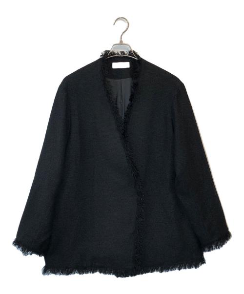 AP STUDIO（エーピーストゥディオ）AP STUDIO (エーピーストゥディオ) ツイードフリンジジャケット ブラック サイズ:36の古着・服飾アイテム