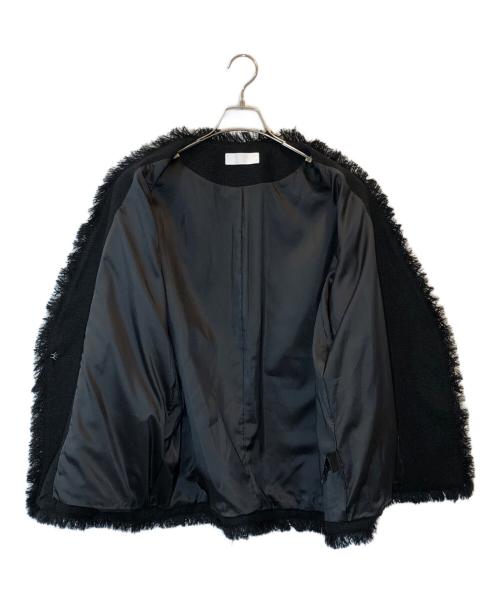 AP STUDIO（エーピーストゥディオ）AP STUDIO (エーピーストゥディオ) ツイードフリンジジャケット ブラック サイズ:36の古着・服飾アイテム