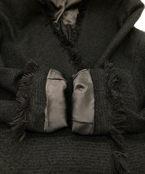 AP STUDIO（エーピーストゥディオ）AP STUDIO (エーピーストゥディオ) ツイードフリンジジャケット ブラック サイズ:36の古着・服飾アイテム