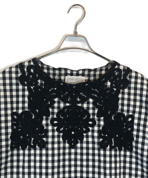 BEARDSLEY（ビアズリー）BEARDSLEY (ビアズリー) コットンリネンチェック刺繍ブラウス ブラック サイズ:SIZE Sの古着・服飾アイテム