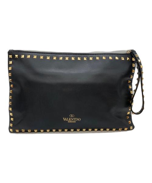 VALENTINO（ヴァレンティノ）VALENTINO (ヴァレンティノ) ロックスタッズクラッチバッグ ブラックの古着・服飾アイテム