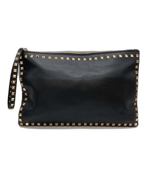 VALENTINO（ヴァレンティノ）VALENTINO (ヴァレンティノ) ロックスタッズクラッチバッグ ブラックの古着・服飾アイテム