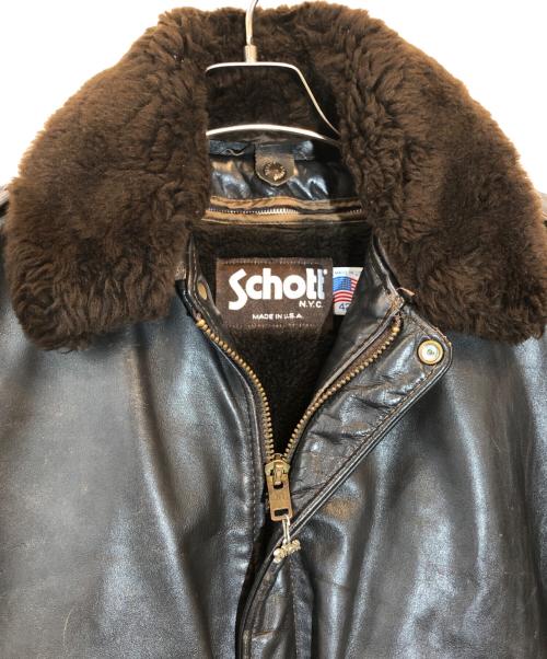 Schott（ショット）Schott (ショット) type G-1 レザー フライト ジャケット ブラウン サイズ:SIZE 42の古着・服飾アイテム