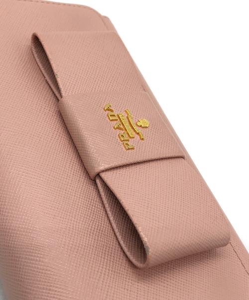 PRADA（プラダ）PRADA (プラダ) SAFFIANO リボンポシェット ショルダーウォレット ピンクの古着・服飾アイテム