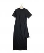 MM6 Maison Margielaエムエムシックスメゾンマルジェラ）の古着「デザインシルエット半袖ワンピース」｜ブラック