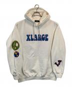 X-LARGEエクストララージ）の古着「FLOWER PULLOVER HOODED SWEAT」｜ホワイト