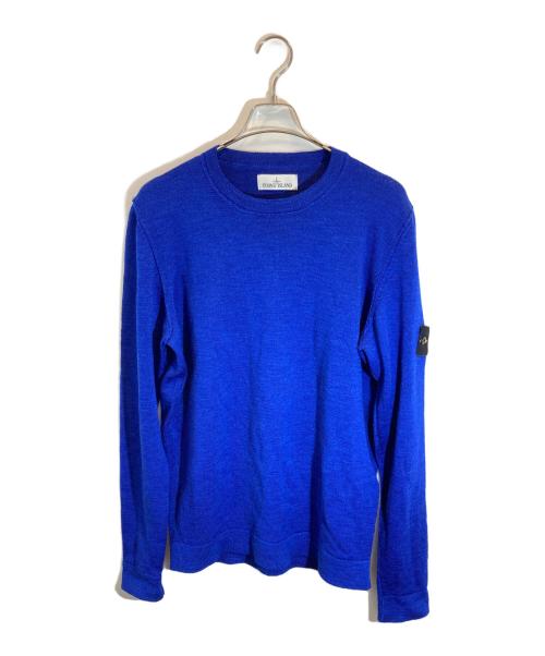 STONE ISLAND（ストーンアイランド）STONE ISLAND (ストーンアイランド) ウールクルーネックニット ブルー サイズ:SIZE Lの古着・服飾アイテム