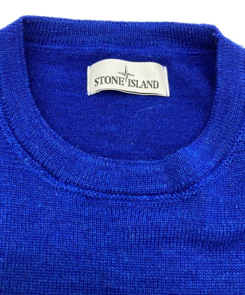 STONE ISLAND（ストーンアイランド）STONE ISLAND (ストーンアイランド) ウールクルーネックニット ブルー サイズ:SIZE Lの古着・服飾アイテム