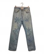 MARNIマルニ）の古着「フラワーパッチデニムパンツ」｜インディゴ