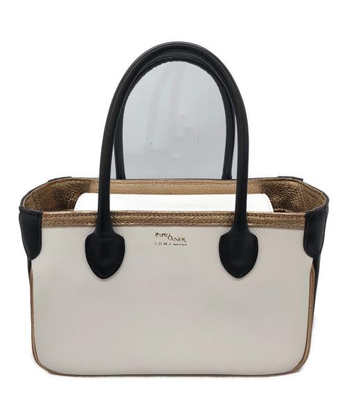 A.D.M.J.（エーディーエムジェイ）A.D.M.J. (エーディーエムジェイ) カードケース付きハンドバッグ ホワイト×ブラックの古着・服飾アイテム