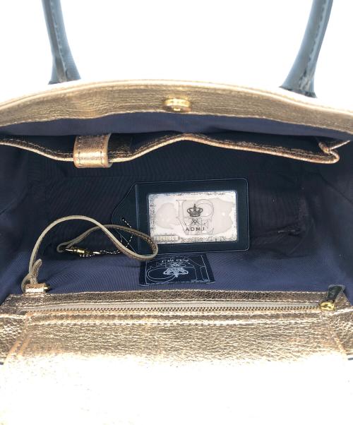 A.D.M.J.（エーディーエムジェイ）A.D.M.J. (エーディーエムジェイ) カードケース付きハンドバッグ ホワイト×ブラックの古着・服飾アイテム